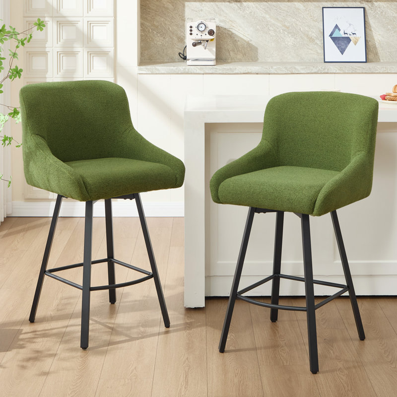 Swivel Counter Stool with Metal Frame, Green