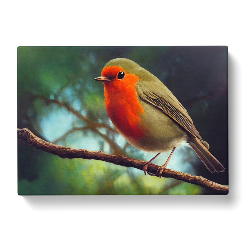 Iconic Robin Bird - Wrapped Canvas, 35cm H x 50cm W x 3cm D