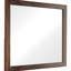 Lit king size 4 places pour chambre à coucher, bois principal aspect noyer, rangement avec sommier suspendu, table de chevet, commode, miroir - Sélection, finition, tête de lit design moderne, commode à bords naturels