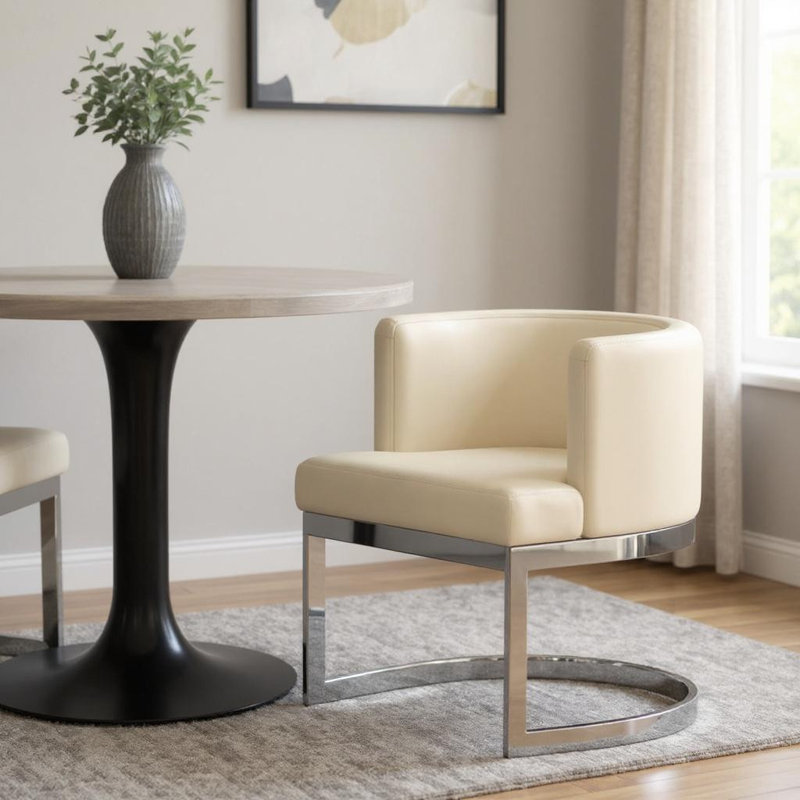 Chaise d'appoint blanche et argentée, White