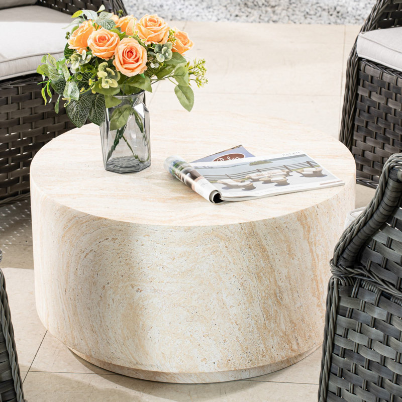 Nayquan Patio Round Magnesium Oxide Coffee Table