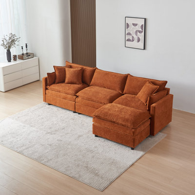 L-Shaped Sectional Sofa with Ottoman