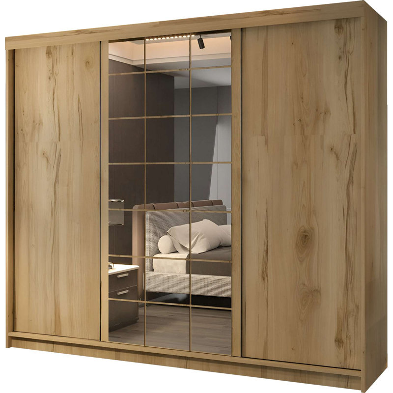 3 Door Manufactured Wood Wardrobe, Oak