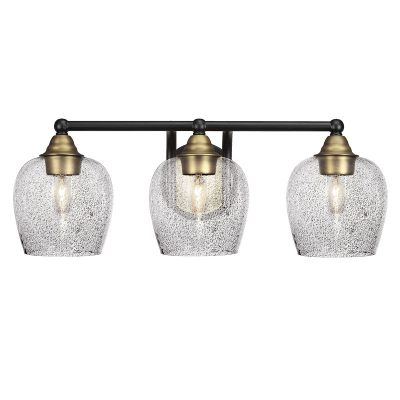 Michell 3-Light Bath Bar, Smoke Bubble, Matte Black/Brass