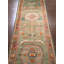 Tapis de couloir unique en laine noué à la main vert / orange 2 pi 9 po x 19 pi