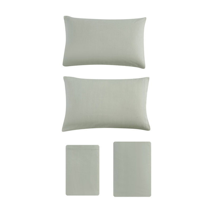 Green Cotton Flannel Full Sheet Set with Deep Pockets