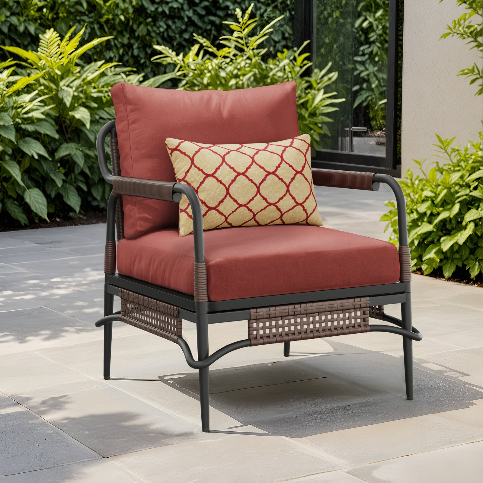 Hope Sunbrella® Patio Lounge Chair, Canvas Henna Sunbrella Cushion, Dark Gray 