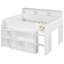 Lit mezzanine double en bois avec bureau, lumière DEL et 8 tablettes de rangement - Lit multifonctionnel robuste et peu encombrant, blanc-2062863122