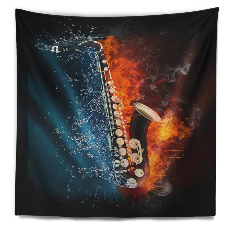 Musique tapisserie de saxophone, H 50 po x l 60 po