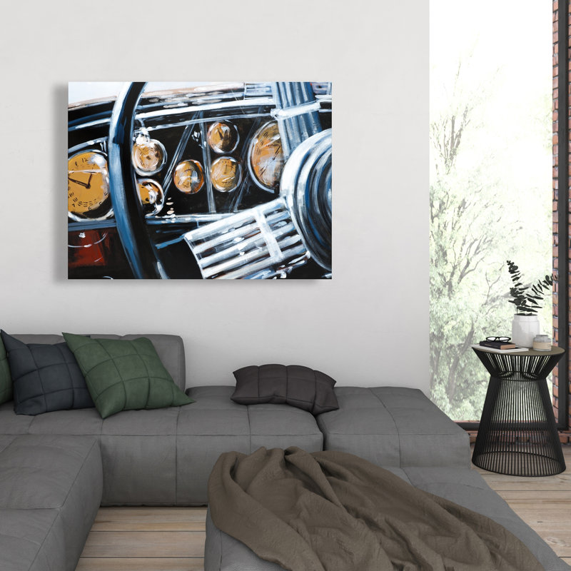 Intérieur de voiture rétro - décor de toile orange transport