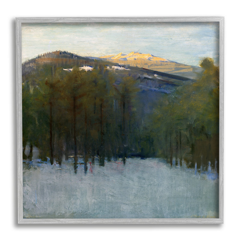 Paysage de montagne d'hiver sur bois, H 12 po x l 12 po x P 1,5 po, Estampe numérique Farmhouse
