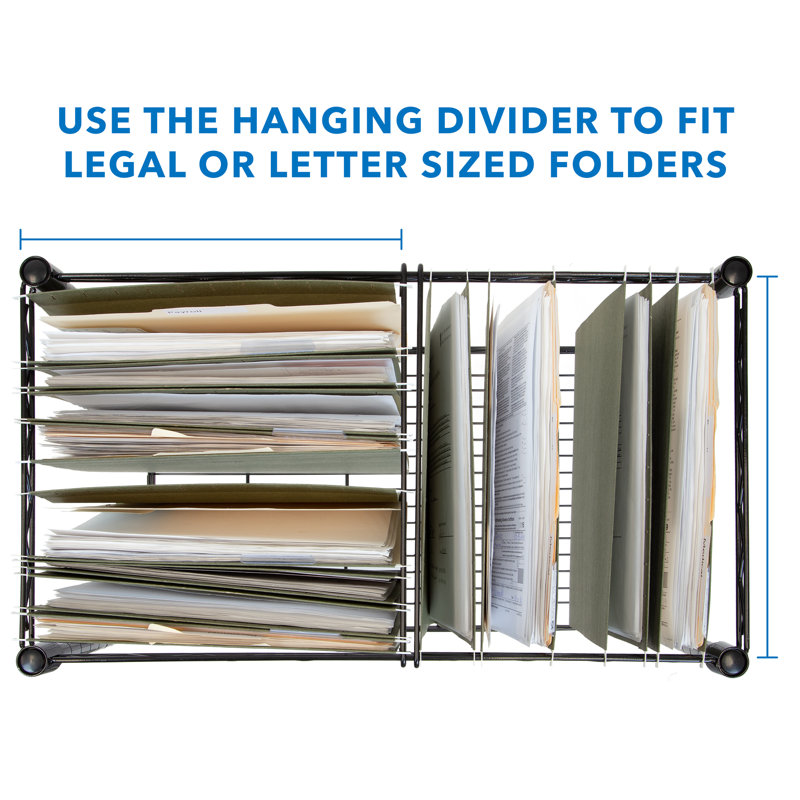 Black Steel Wire Rolling File Cart with Locking Casters