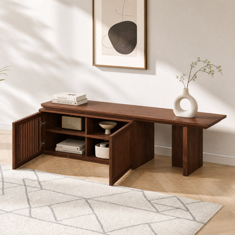 Meuble télé extensible avec rangement pour téléviseur de 80 po ou moins, noyer / 60,6 po à 84,3 po, Walnut