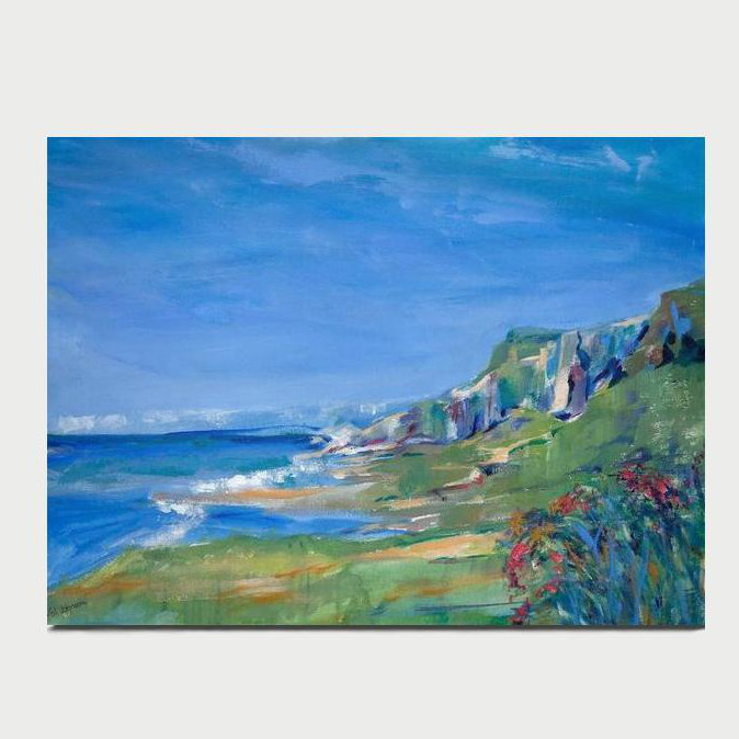 'Shimmering Devon Cliffs' by Valerie Johnson Painting Print on Wrapped Canvas, 30cm H x 40cm W