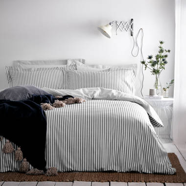 Silentnight Waffle Stripe Duvet Set Grey and White & Reviews