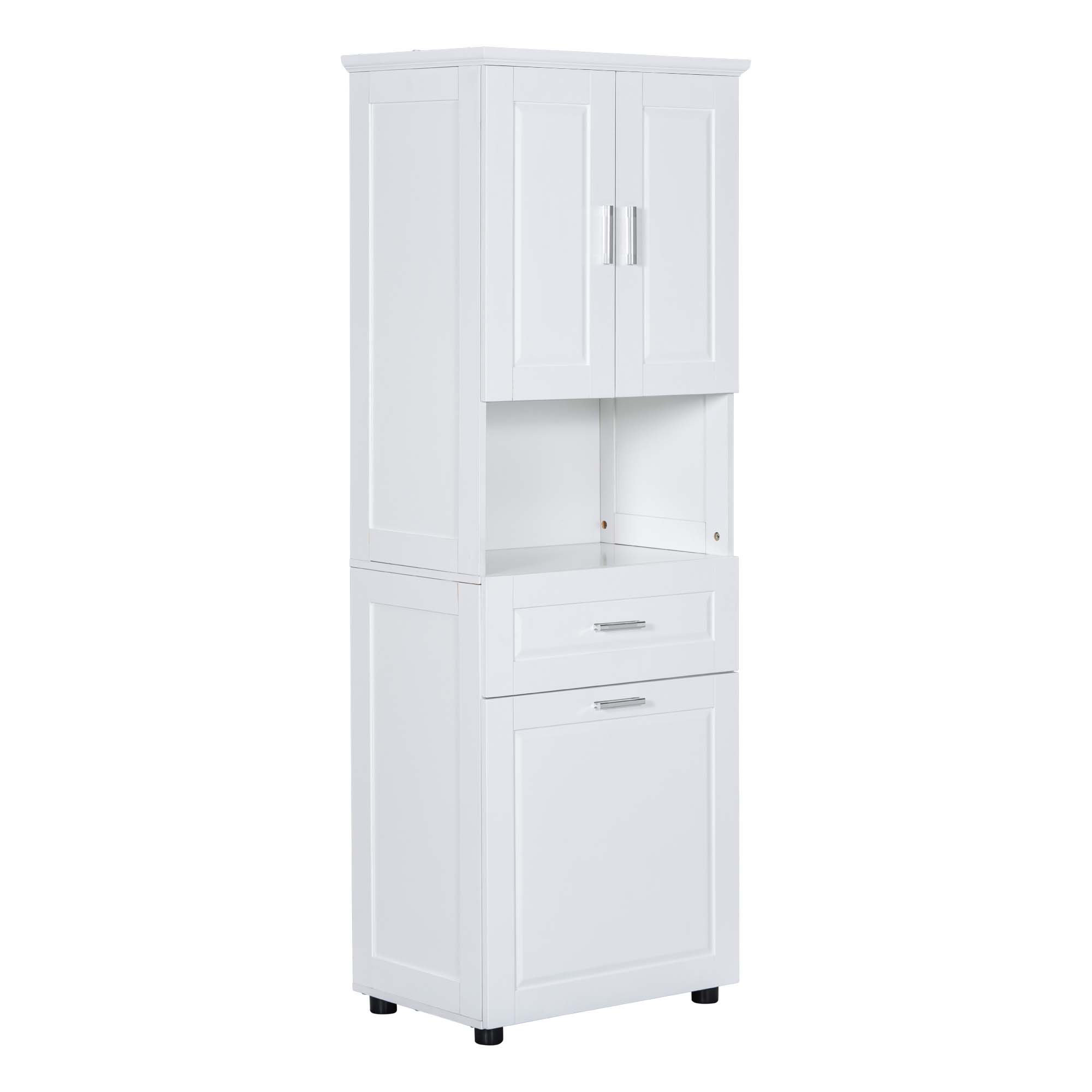 Joss & Main Tall Bathroom Cabinet With Laundry Basket, Large Storage ...