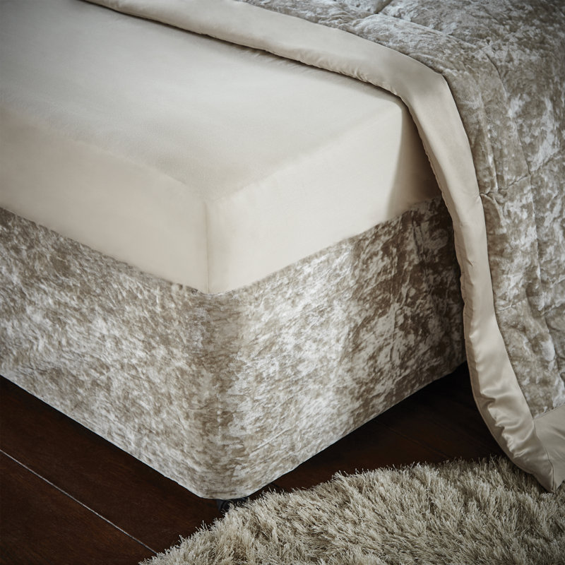 Crushed Velvet Elasticated Divan Base Wrap, Natural, 137cm H x 198cm W