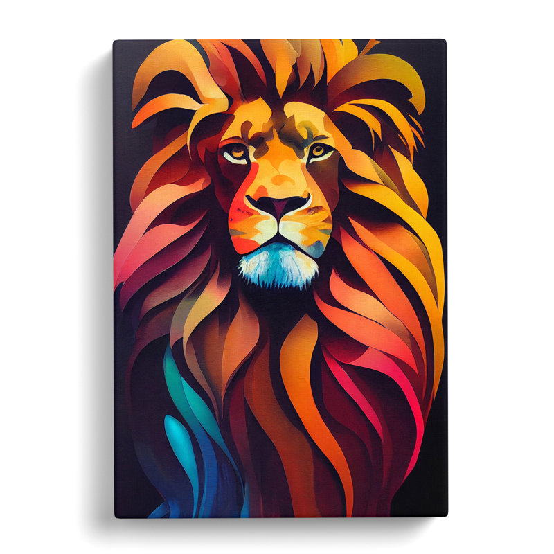 Lion Palette Knife - Wrapped Canvas, 50cm H x 35cm W x 3cm D