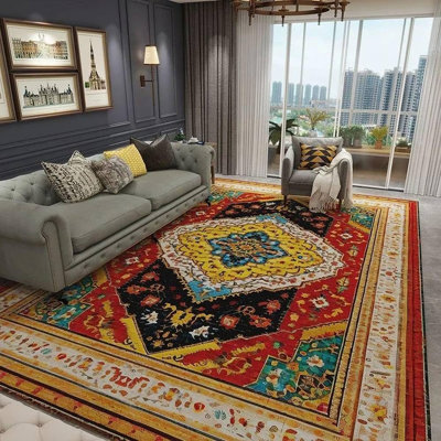 Living Room Decoration Carpet European Retro Large Area Rugs Rooms Decor Floor Mat Cloakroom Lounge Rug,Crystal Velvet, 2.6' * 4' (80X120CM)