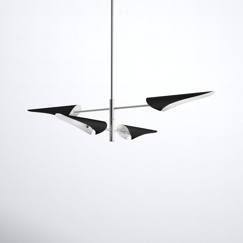 Cortina 4 - Light Steel Dimmable Modern Linear Chandelier, Brushed Nickel, Black