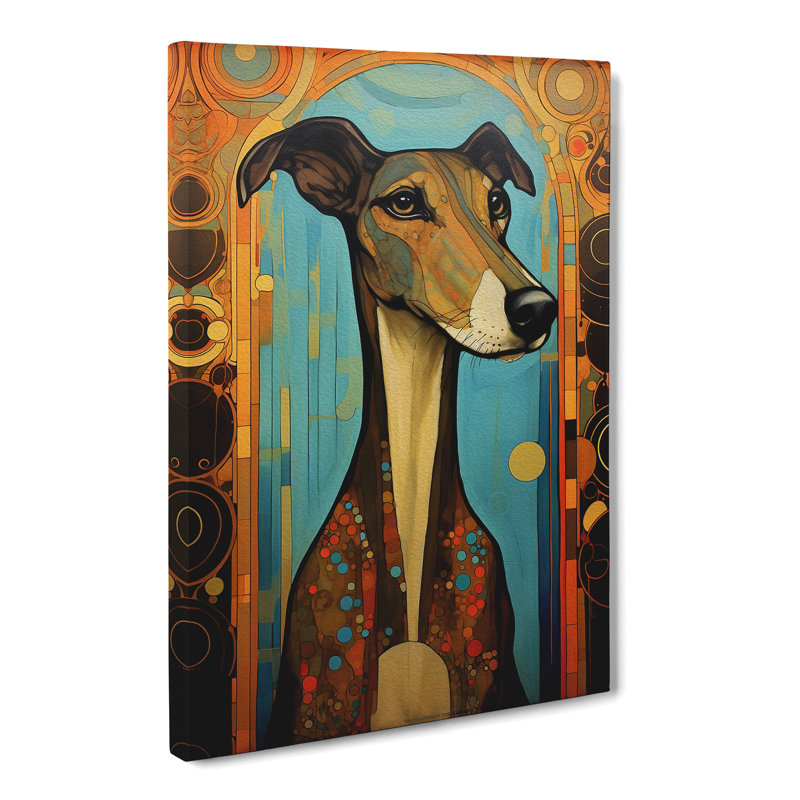 Greyhound Nouveau - Wrapped Canvas, 50cm H x 35cm W x 3cm D