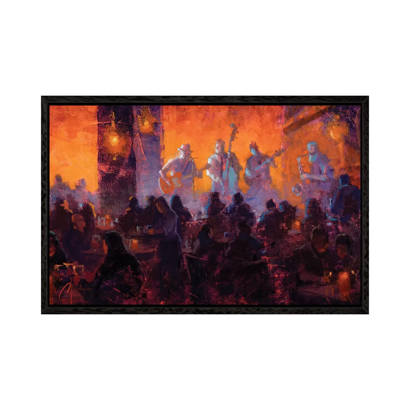 Crimson Room Jazz by Christopher Clark - Painting on Canvas, Black Framed, 45.72cm H x 66.04cm W x 3.81cm D