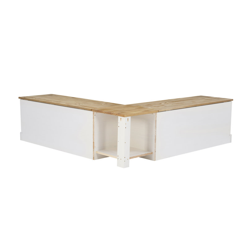 Banc de coin rembourré avec rangement caché Selby, Noir, noir, noir, noir, Brun