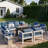 9-Person Sofa Seating Group With Fire Pit-299354807