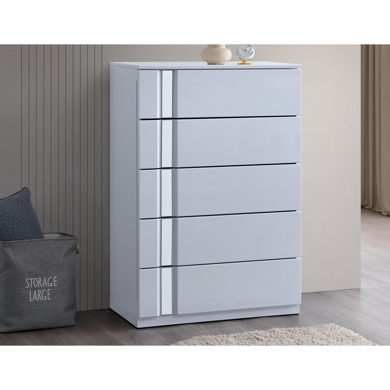 Angulus 46.5" 5 Drawer White Chest