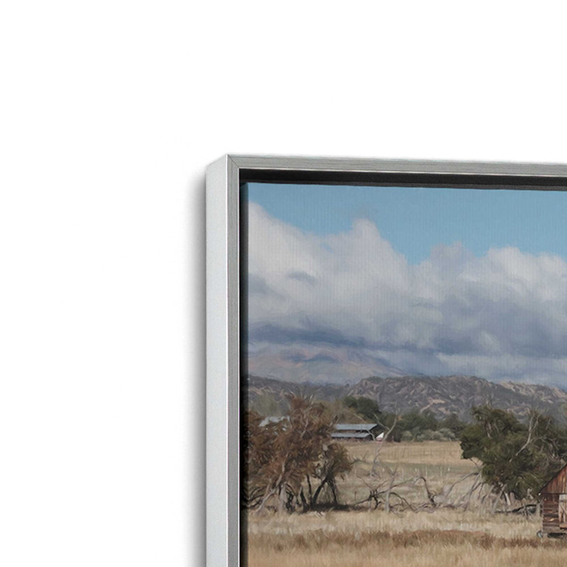 «Old Western Farm» par Lori Deiter, reproduction d'art, H 33,5 po x l 49,5 po, Argent, Toile avec cadre