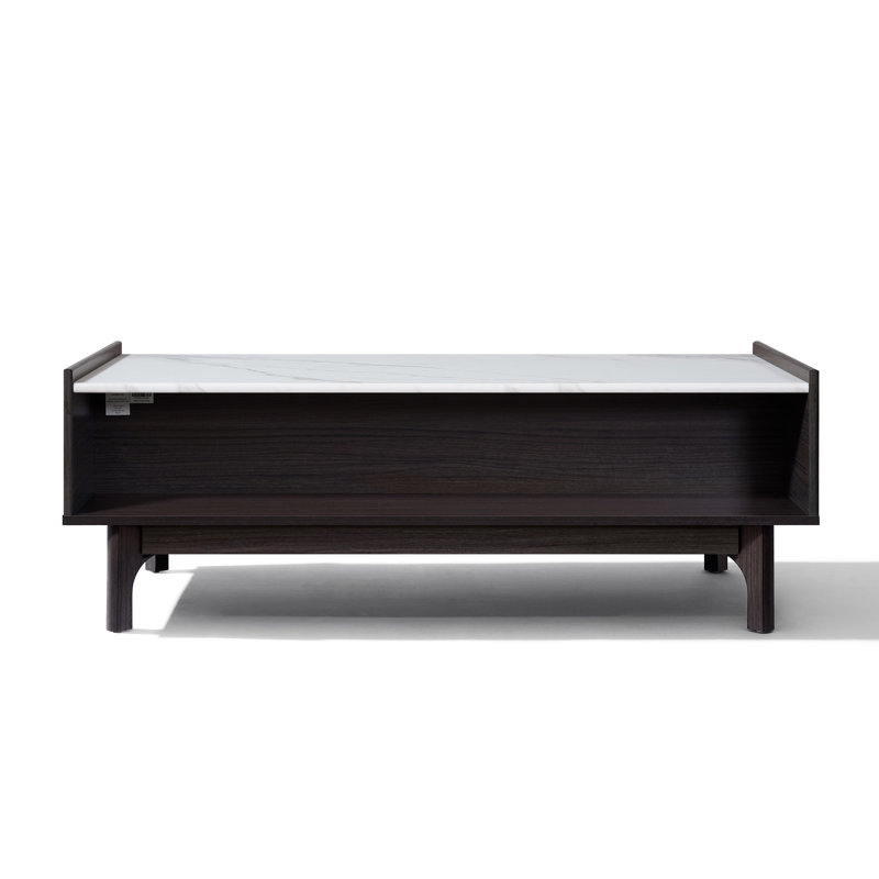 47.24‘’W Modern Coffee Table with Faux Marble Top & Shelf Storage