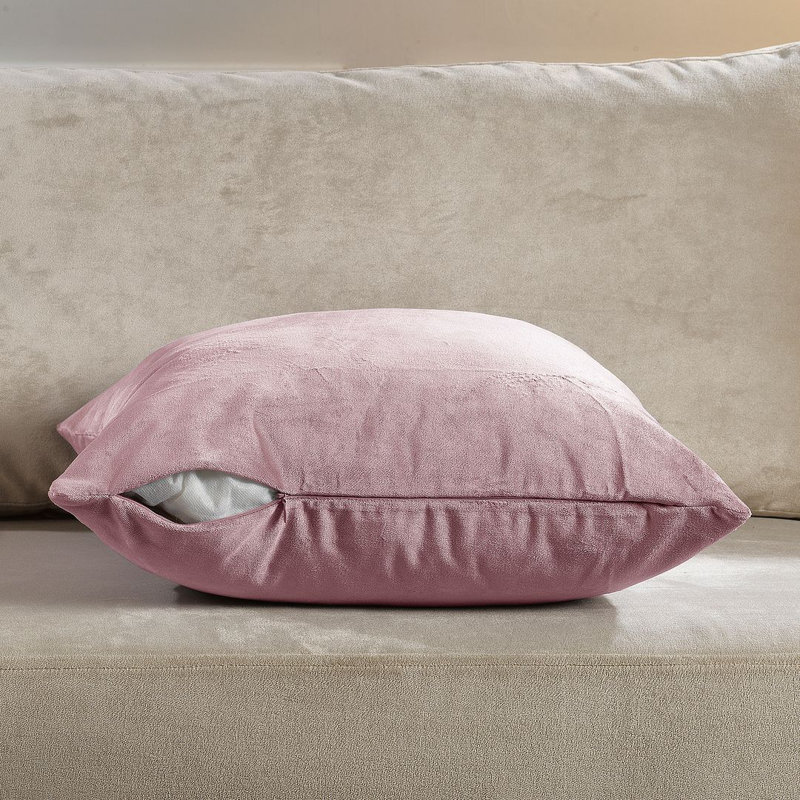 Housse de coussin en velours mat 1pc, Pink, Carré 26 po