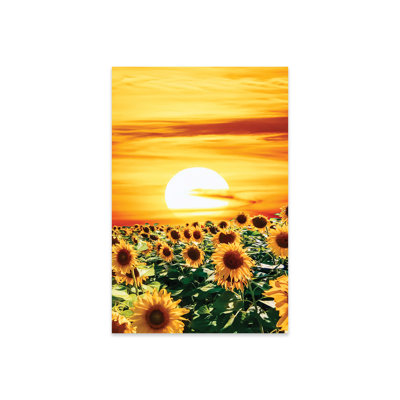 Un champ de tournesols au coucher du soleil par Ievgeniia Bidiuk - peinture sans cadre