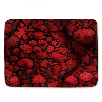 Tapis de bain fleurs rouges décor art déco