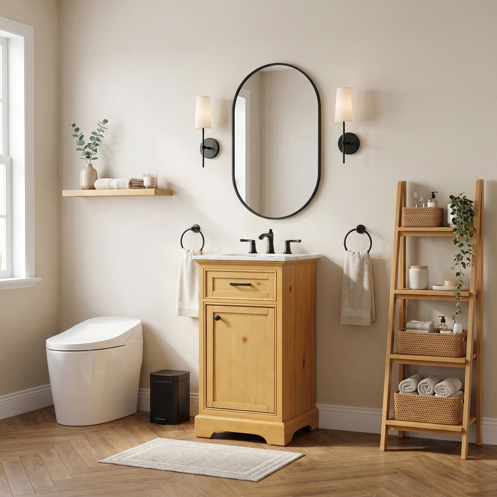 Hermes 19'' Single Bathroom Vanity, Natural Wood
