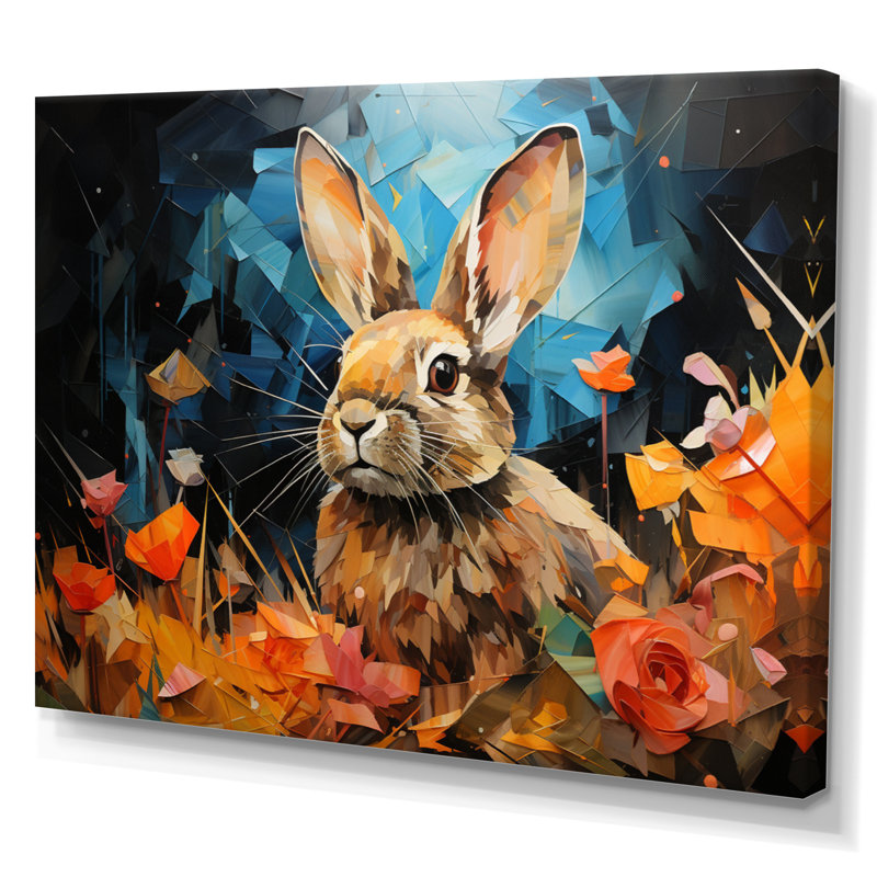 «Rabbit Energetic Hopper Collage I», reproduction d'art sur toile, 12" H x 20" W, Toile tendue