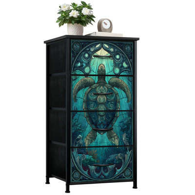 Commode de style vitrail pour chambre à coucher avec 4 tiroirs de rangement Coastal