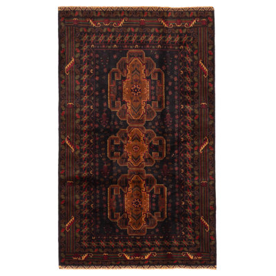 Teimani Black, Brown Rug 3'10" x 6'6"