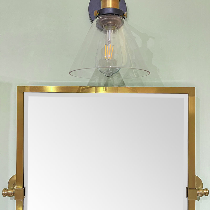 Metal Rectangle Mirror, Brushed Brass, 24" x 22"