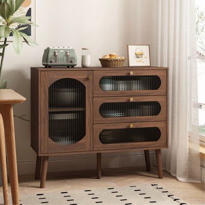 Armoire décorative avec 3 tiroirs et porte, armoire de rangement en bois avec tablettes, buffet de salon, vestibule