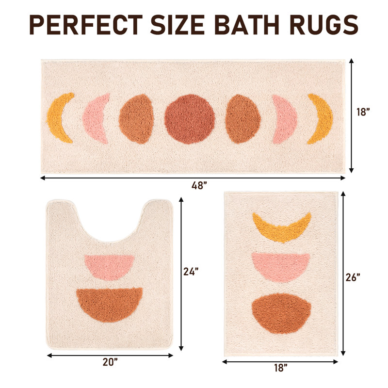 Ensemble de tapis pour salle de bain en microfibre Kayliee, Beige
