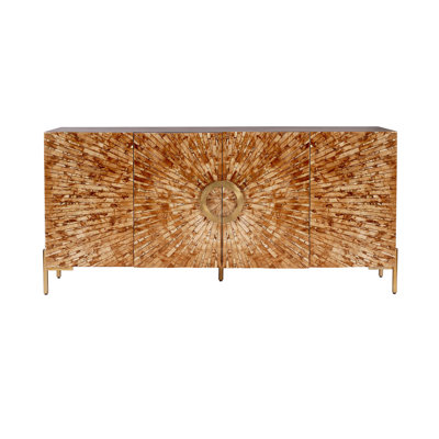 70" Warm Brown Mango & Bone 4-Door Media Credenza_Sideboard by Foundry Select