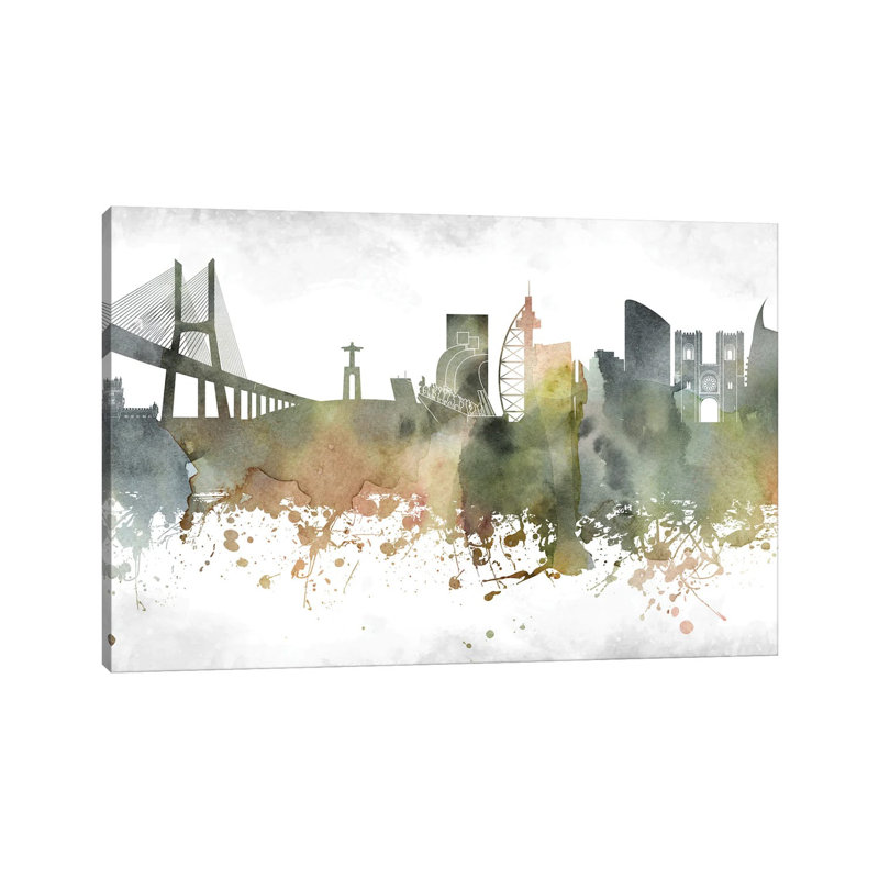 Lisbon Skyline by WallDecorAddict - Wrapped Canvas Print, 66.04 cm H x 45.72 cm W