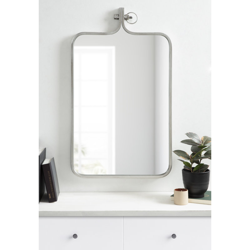 Ristaino Metal Mirror, Silver, 35" x 20"