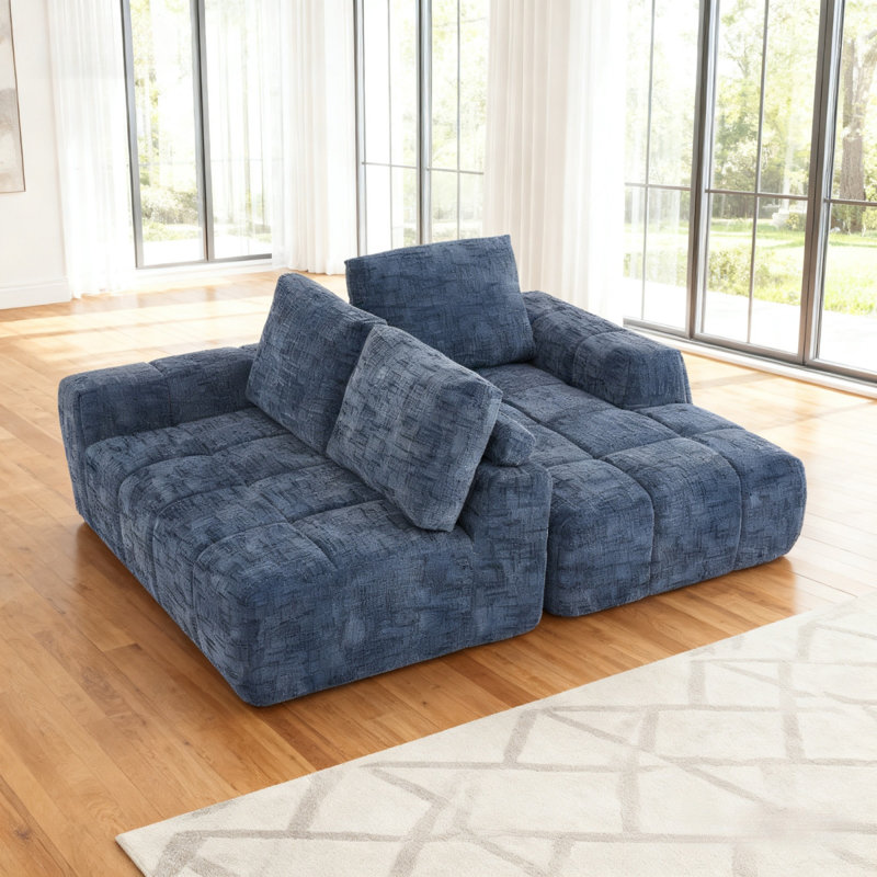 Canapés modulaires en chenille peu encombrants, canapé moderne en L surdimensionné, sans assemblage