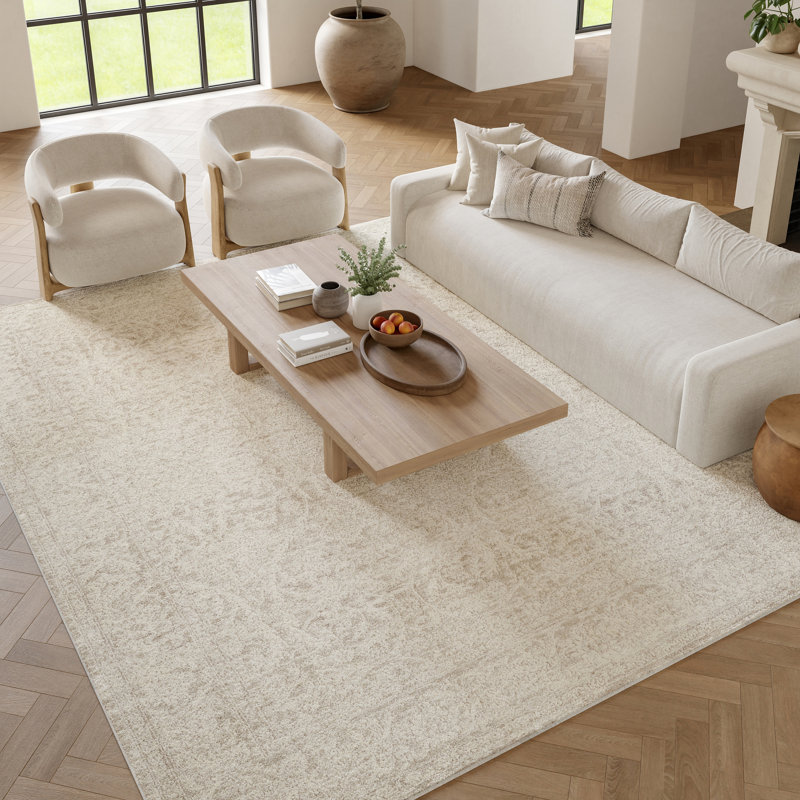 Tapis d'intérieur beige Bungalow Bungalow Trevia, Rectangle 9 pi x 12 pi