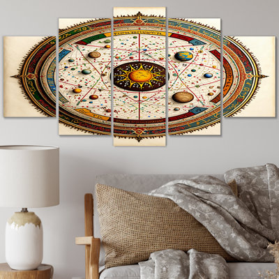Ancient Map Of Galaxy I - Modern Geometric Wall Art Print - 5 Panels