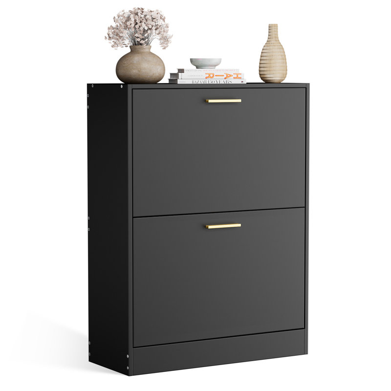 10 Pair Flip Down Shoe Storage, Black