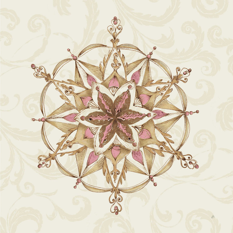 «Elegant Season Snowflake II Pink» par Daphne Brissonnet - impression sur toile tendue, H 30 po x l 30 po, Oui