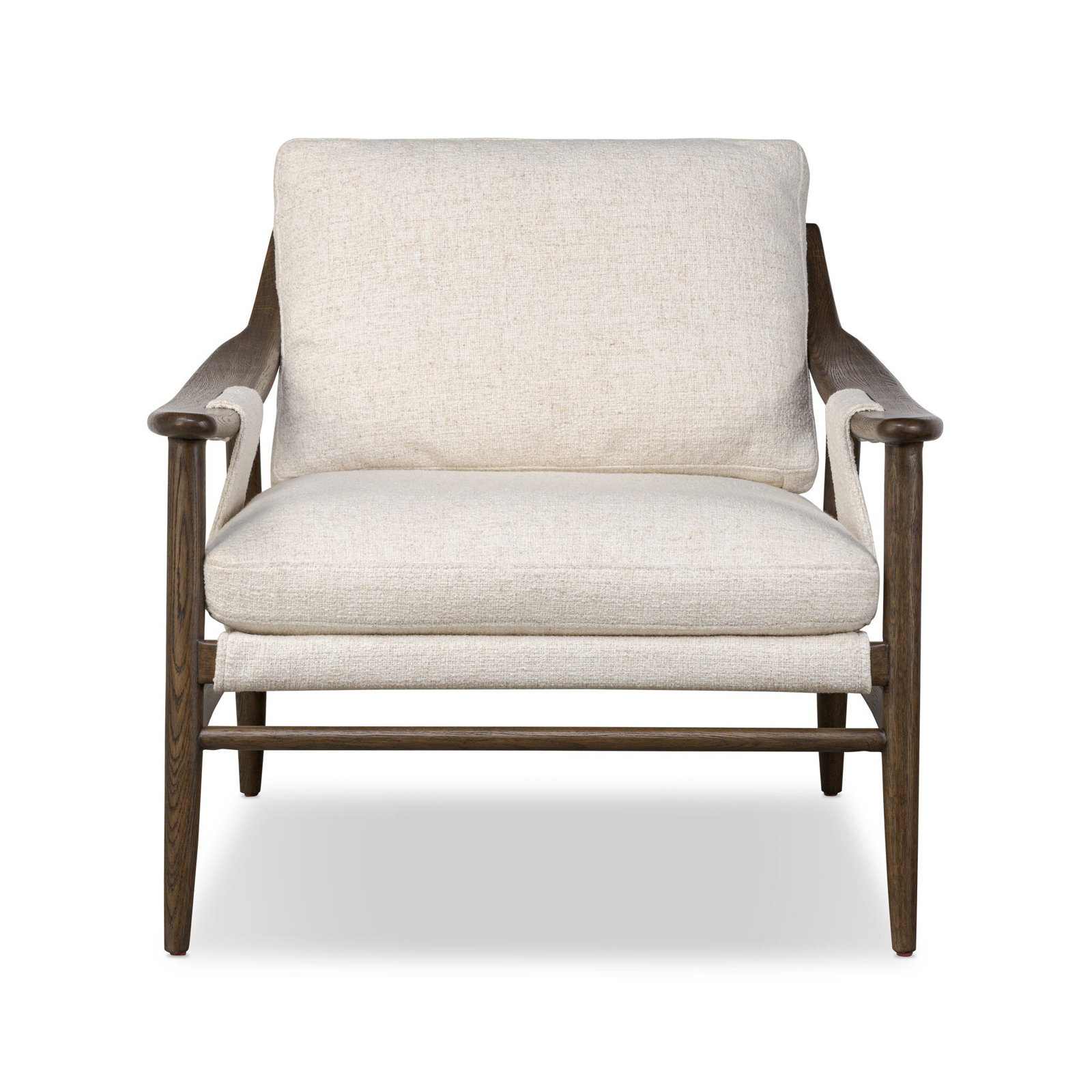 Marisol Solid Wood Armchair, Omari Natural Polyester Blend, Terra Brown Oak